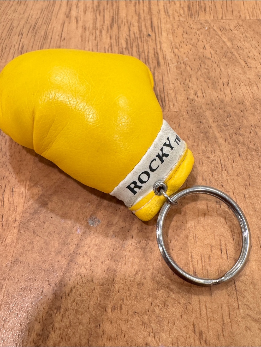 ROCKY Mini Yellow Boxing Glove Key Chain Ring 4" Plush Vintage